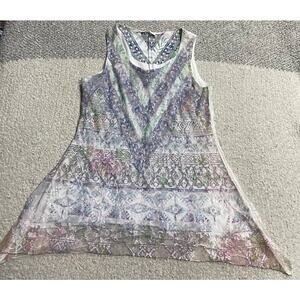 Brittany Black Tank Top Lace Layered Women's Size Medium Y2K Style Made in USA